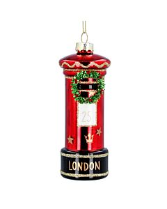 Gisela Graham London Post Box With Wreath Glass Tree Decoration